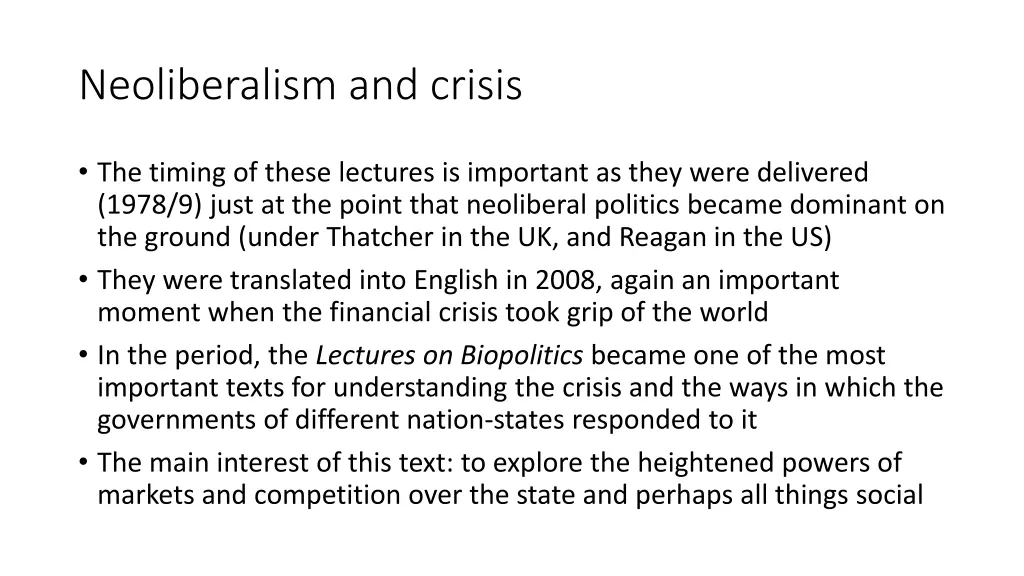 neoliberalism and crisis