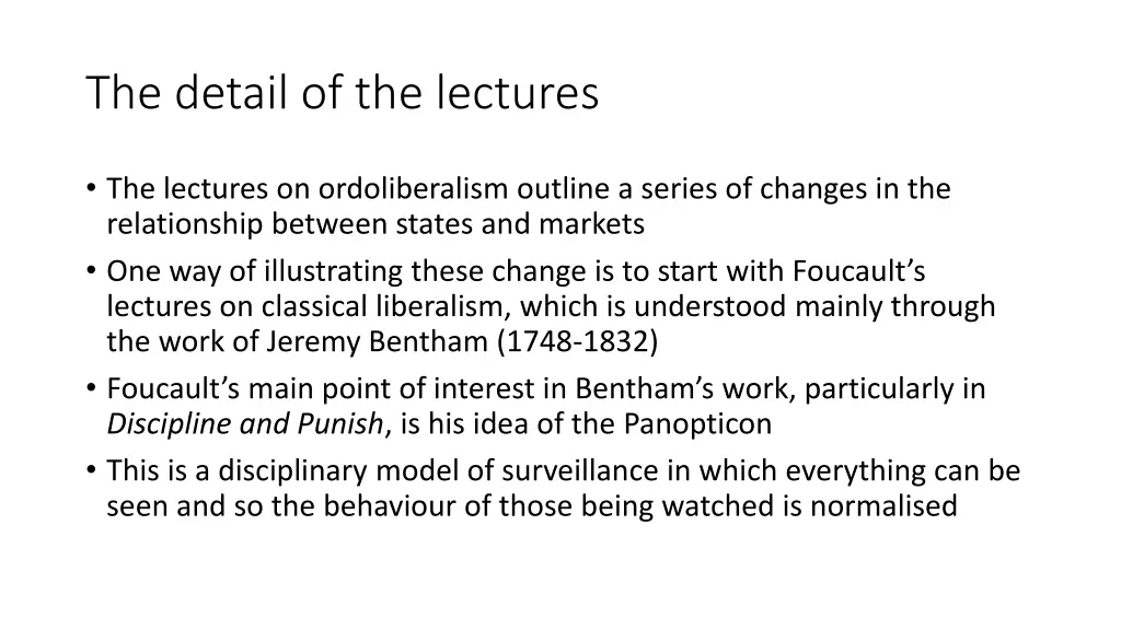the detail of the lectures