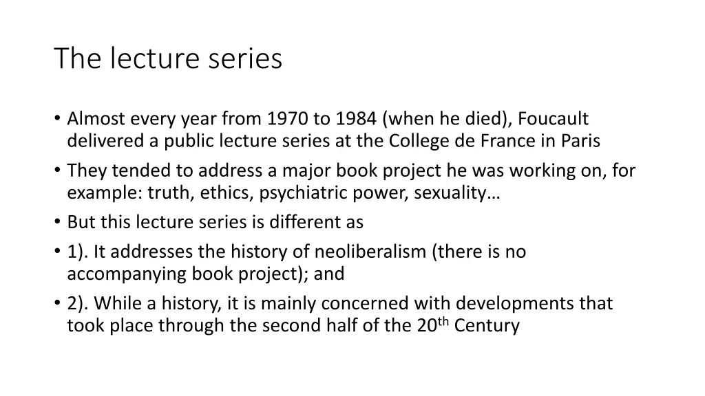 the lecture series