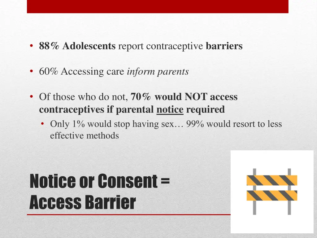 88 adolescents report contraceptive barriers