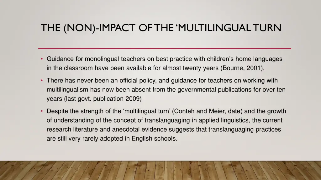 the non impact of the multilingual turn