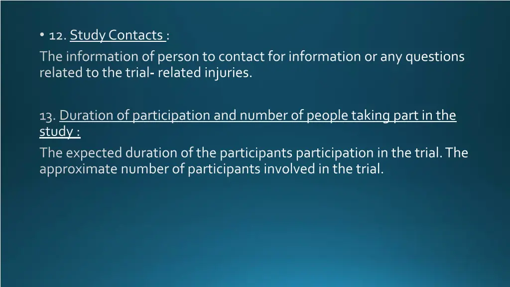 12 study contacts the information of person
