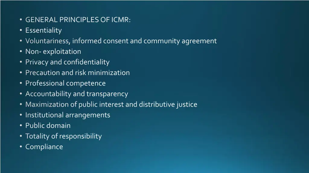 general principles of icmr essentiality