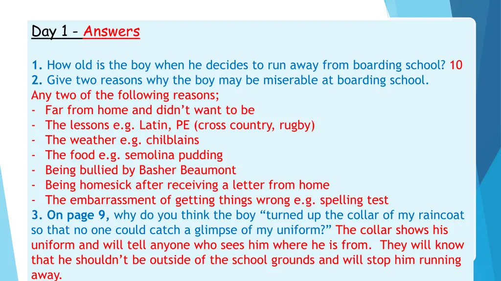 day 1 answers