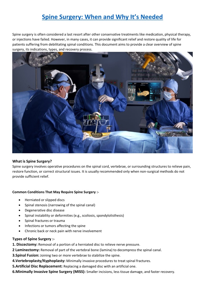 spine surgery when and why it s needed
