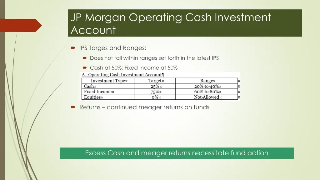 jp morgan operating cash investment account
