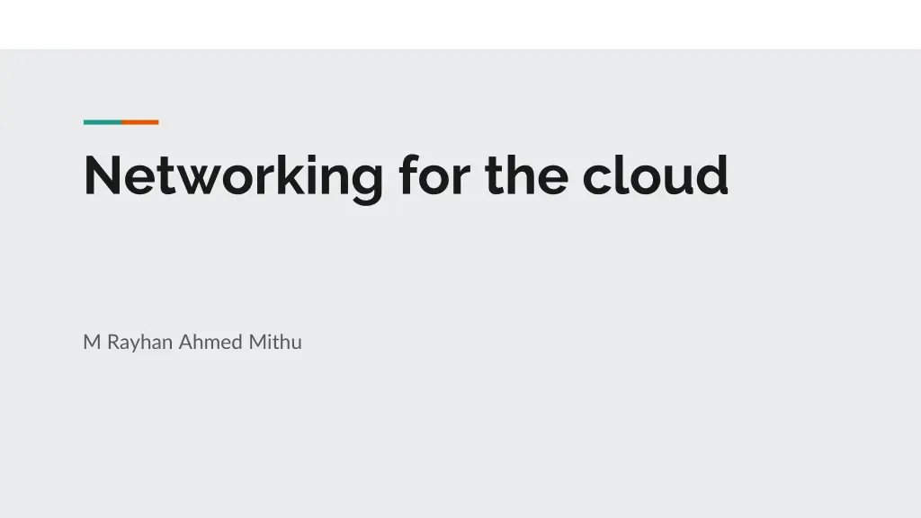 networking for the cloud