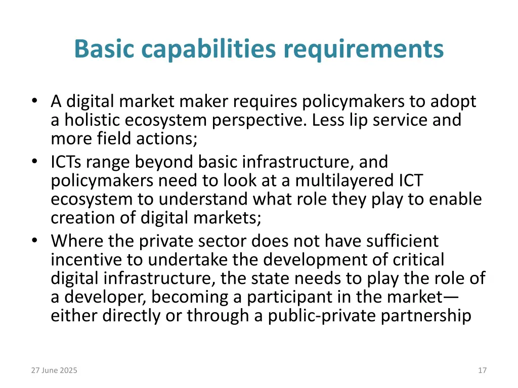 basic capabilities requirements