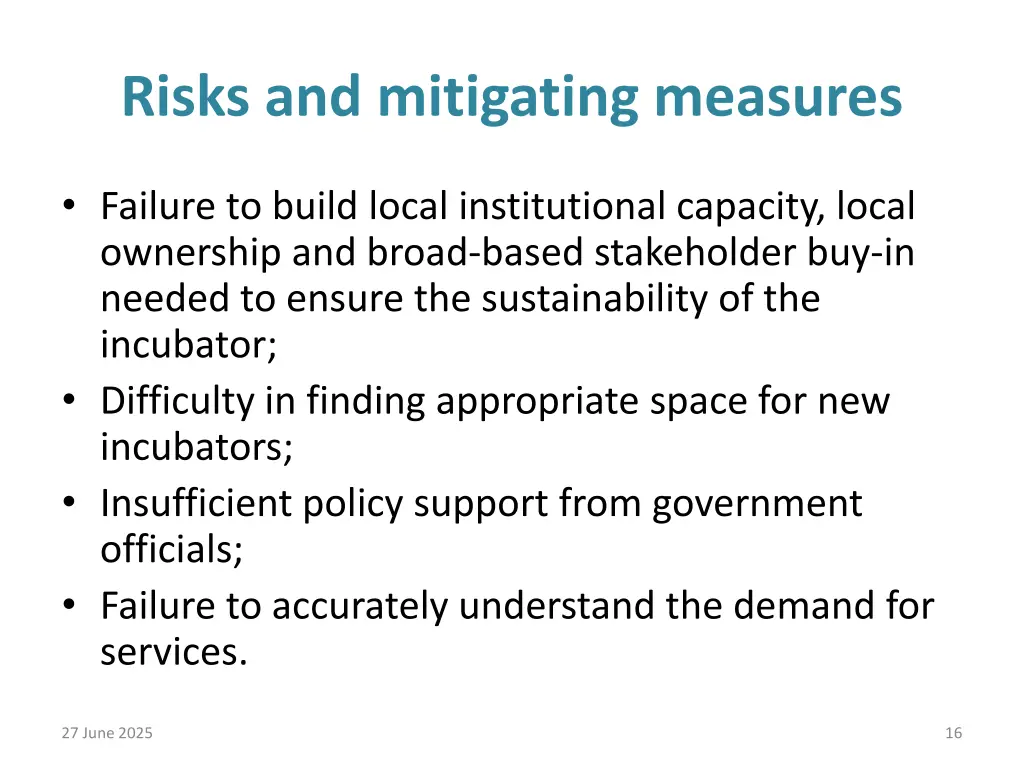 risks and mitigating measures