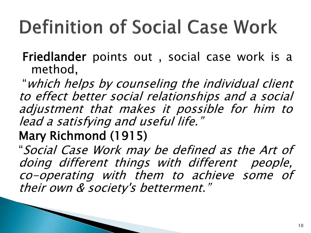 friedlander method which helps by counseling