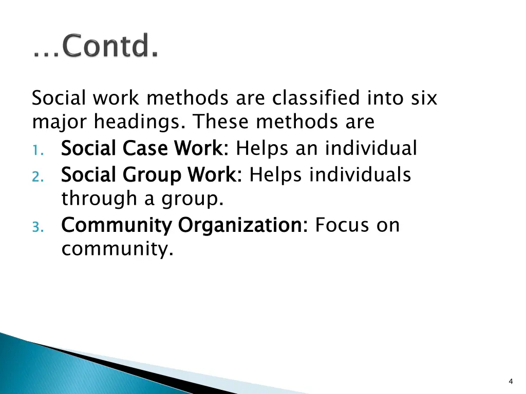 social work methods are classified into six major