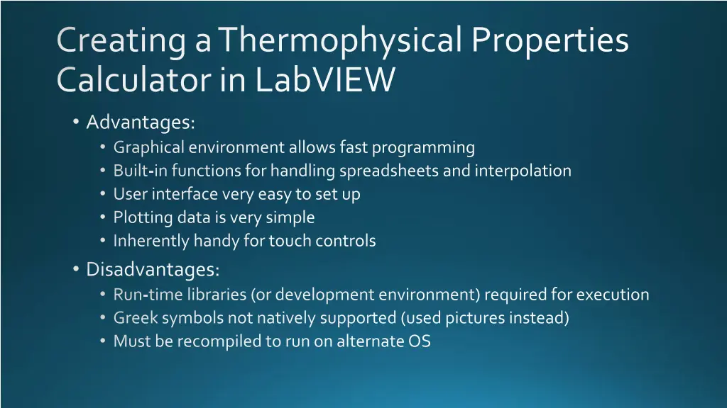 creating a thermophysical properties calculator