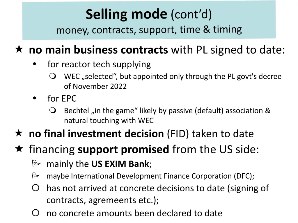 no main business contracts with pl signed to date