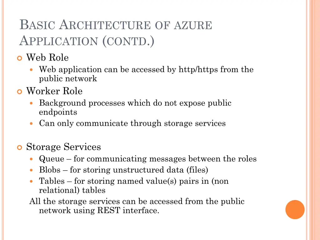 b asic a rchitecture of azure a pplication contd