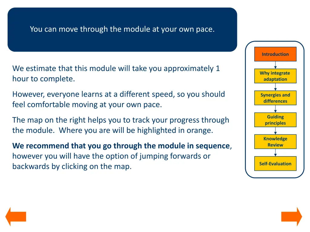 you can move through the module at your own pace