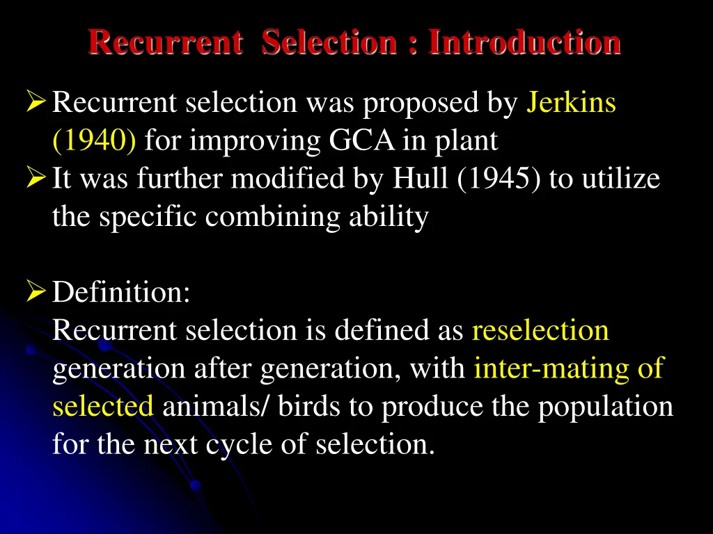 recurrent selection introduction