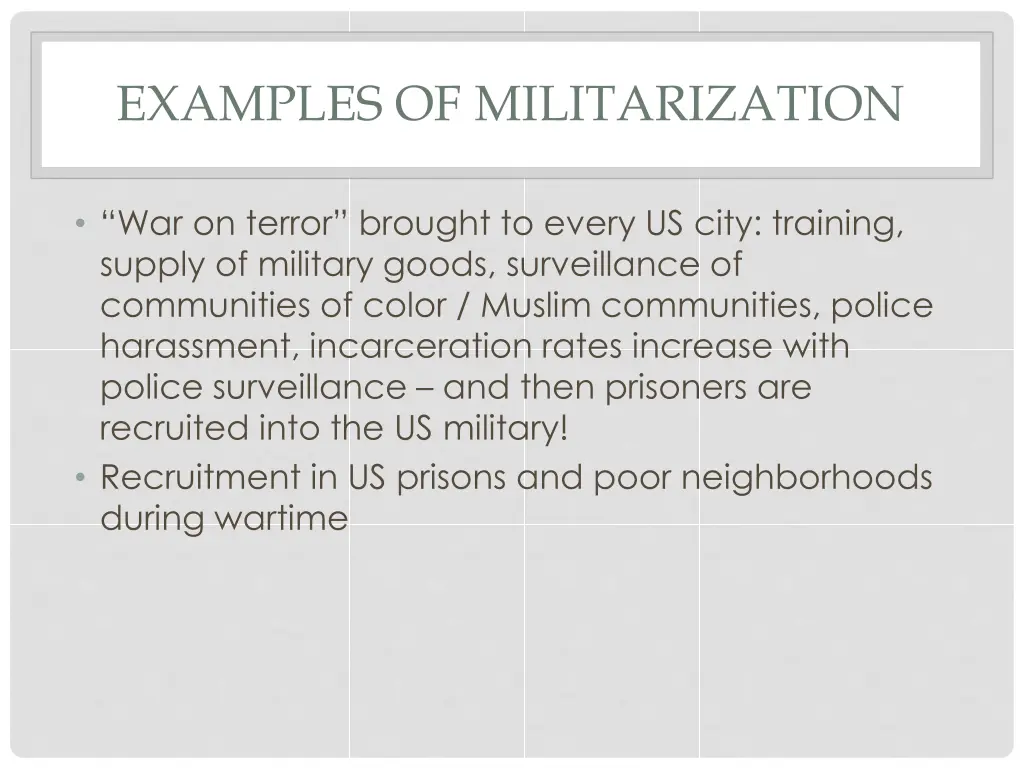 examples of militarization