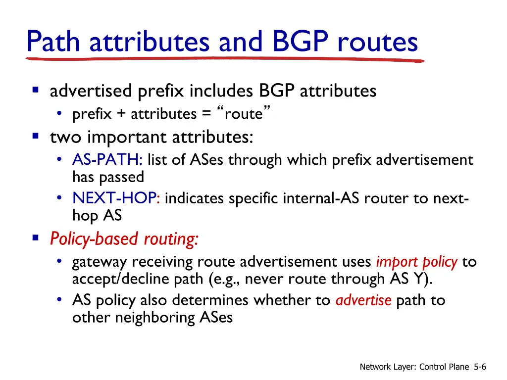 path attributes and bgp routes