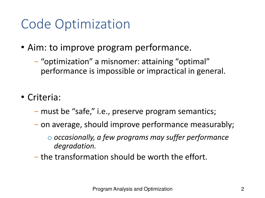 code optimization