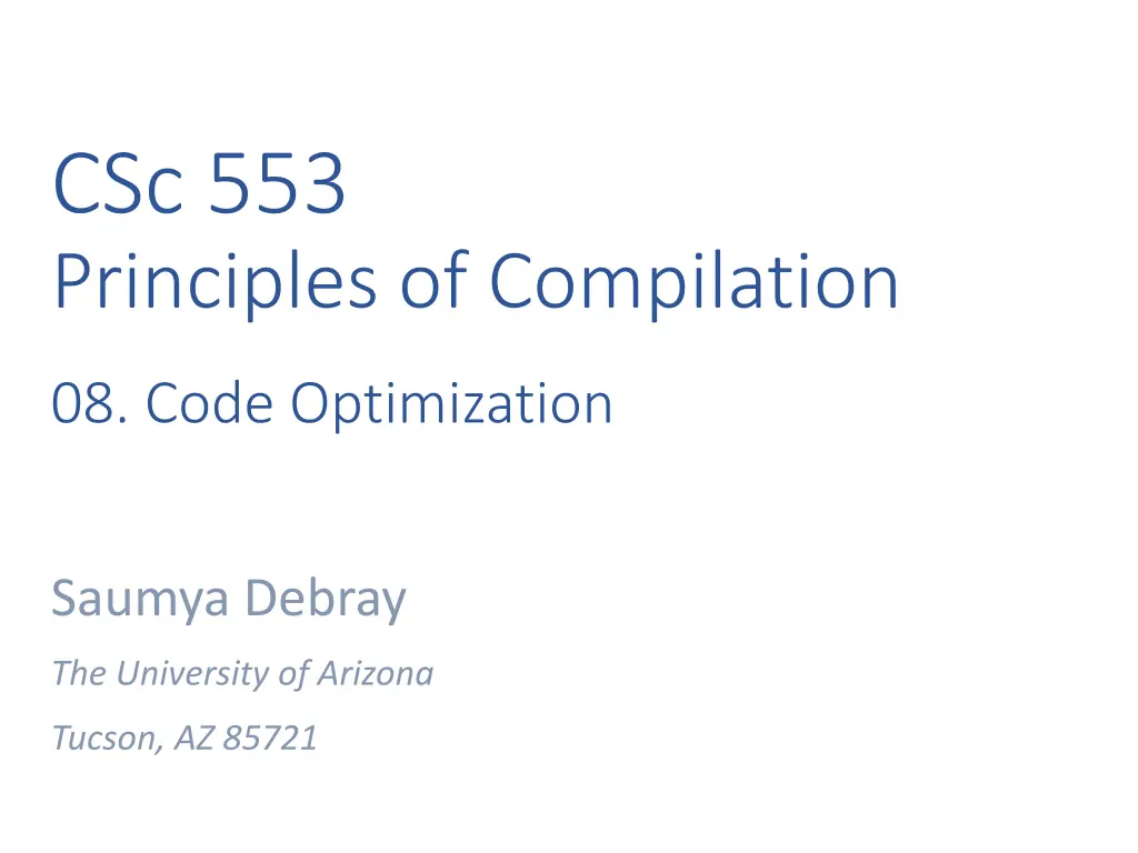 csc 553 principles of compilation
