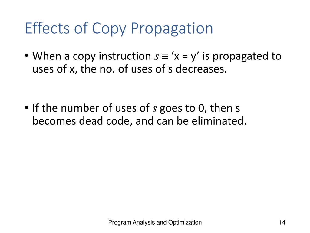 effects of copy propagation