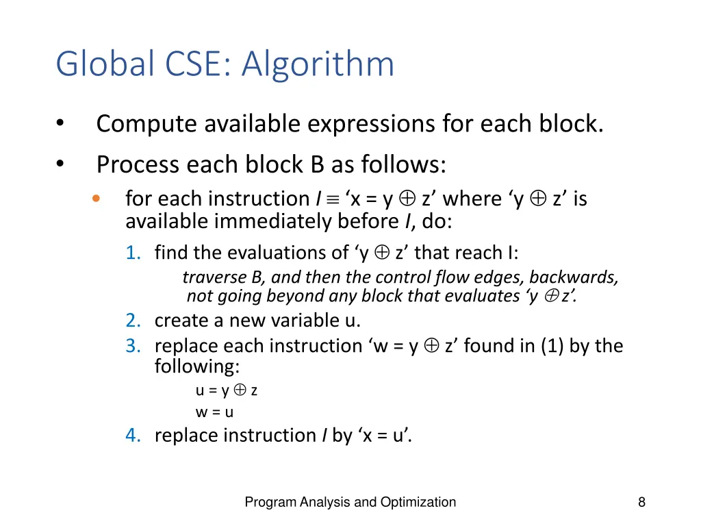 global cse algorithm