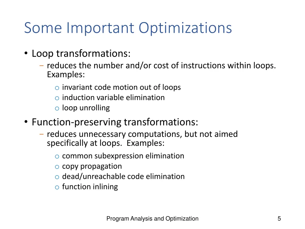 some important optimizations