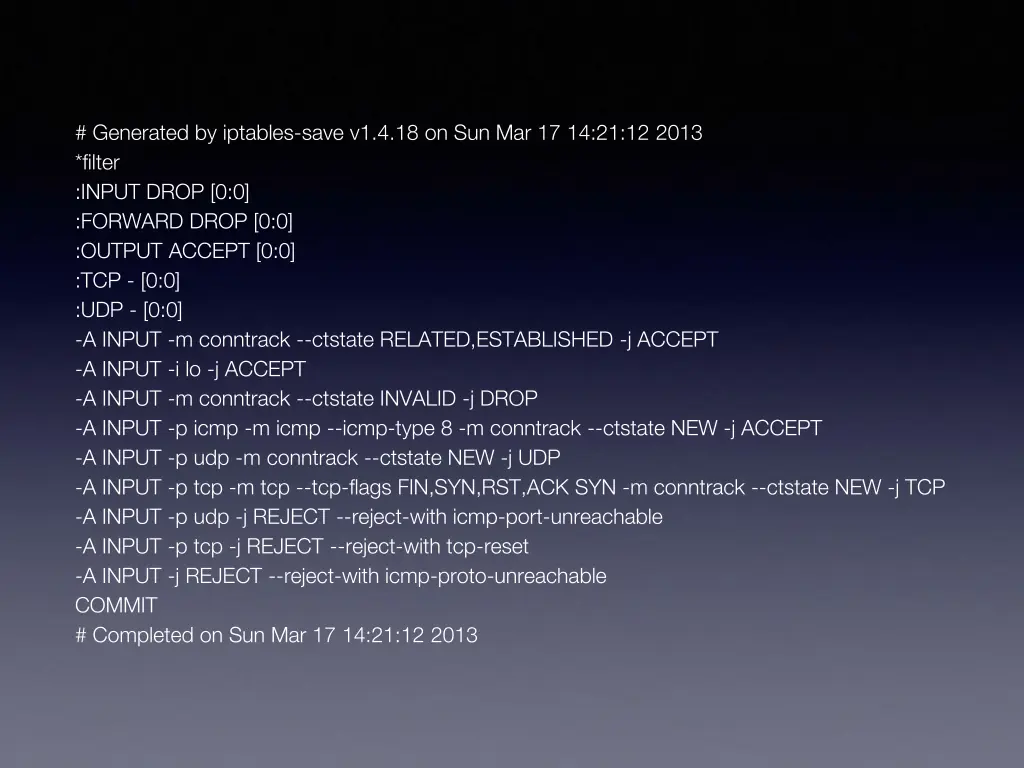 generated by iptables save