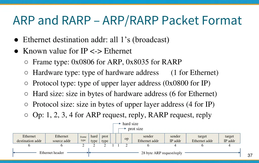 arp and rarp arp rarp packet format