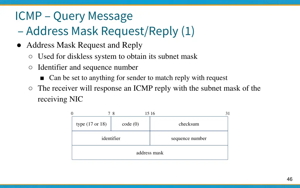 icmp query message address mask request reply