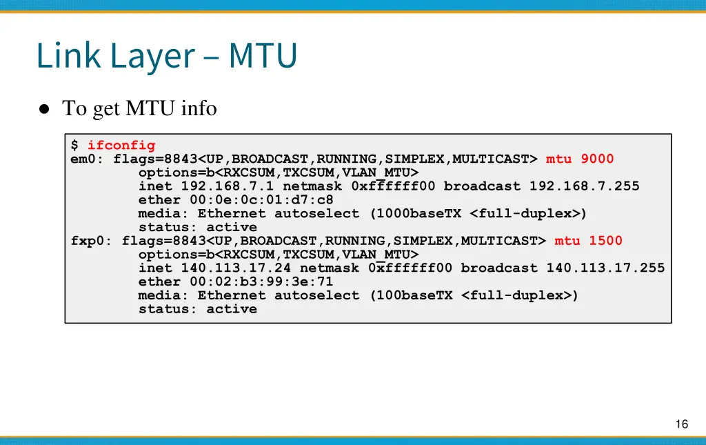 link layer mtu 1