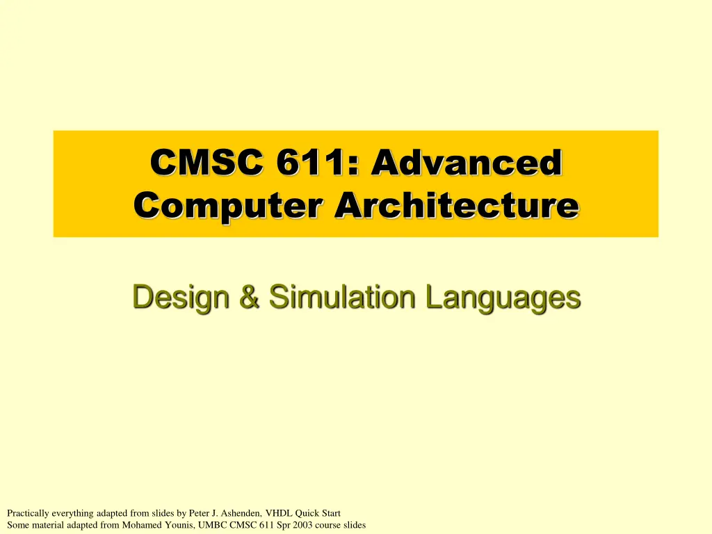 cmsc 611 advanced computer architecture