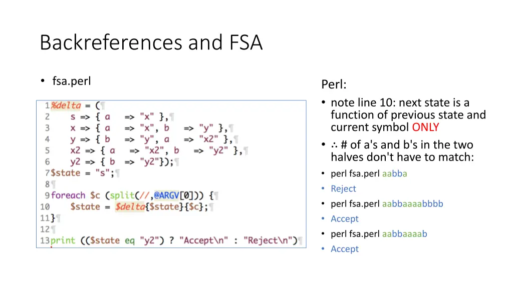 backreferences and fsa 1