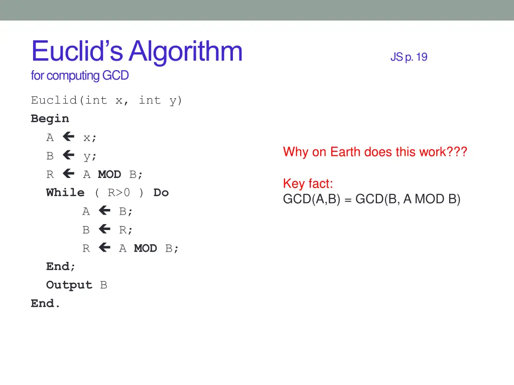 euclid s algorithm for computing gcd 1