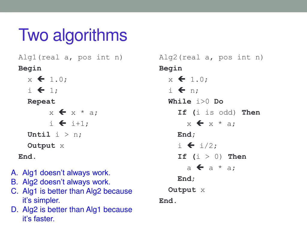 two algorithms 1