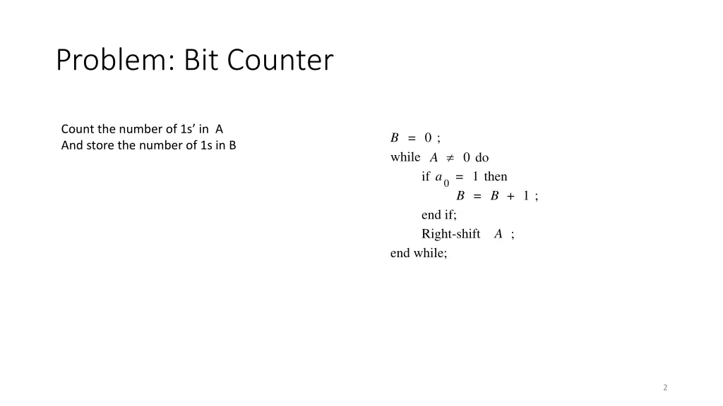 problem bit counter