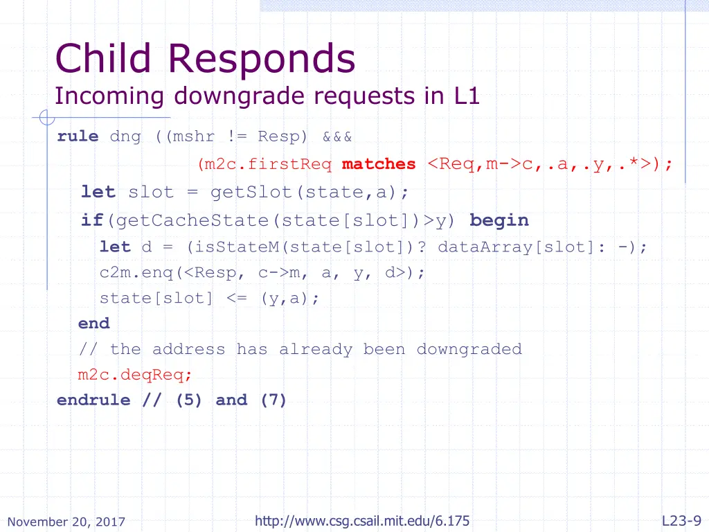 child responds incoming downgrade requests in l1