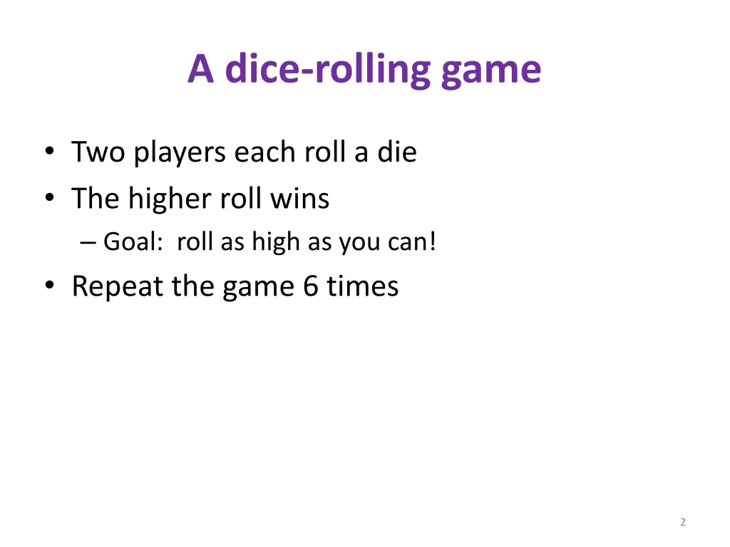 a dice rolling game