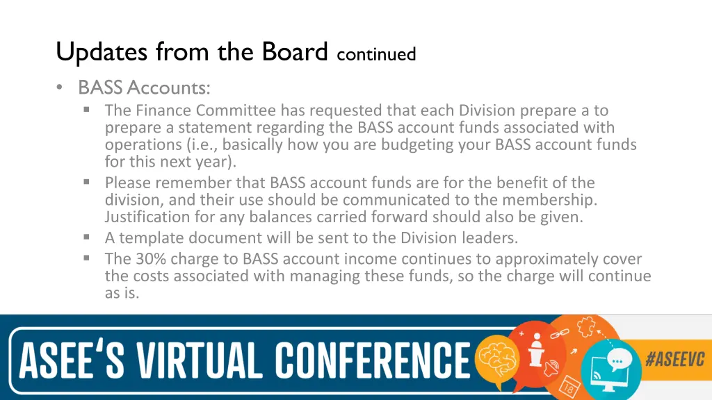 updates from the board continued bass accounts