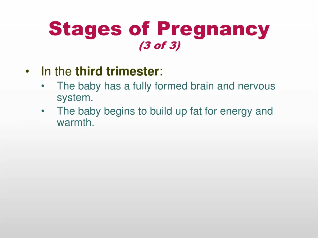 stages of pregnancy 3 of 3