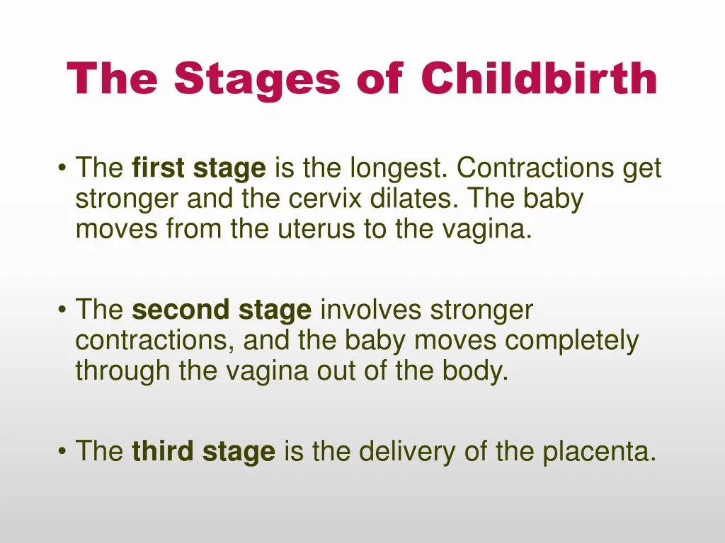 the stages of childbirth