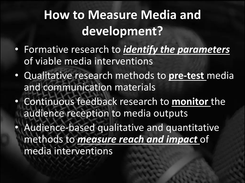 how to measure media and development formative