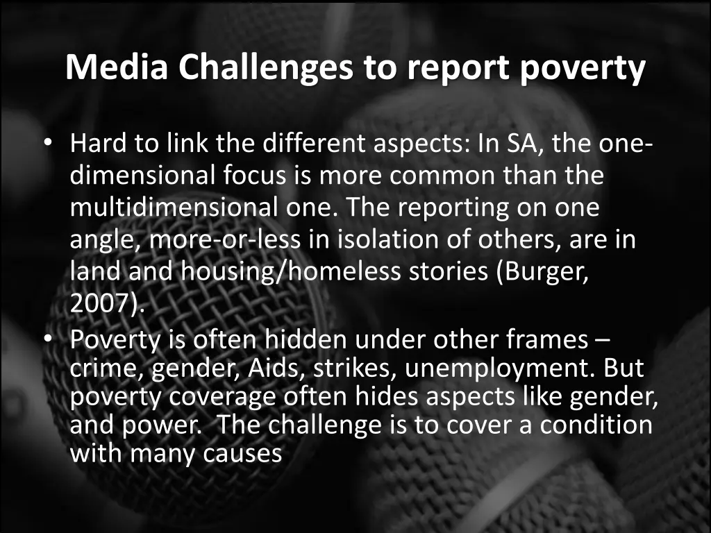 media challenges to report poverty
