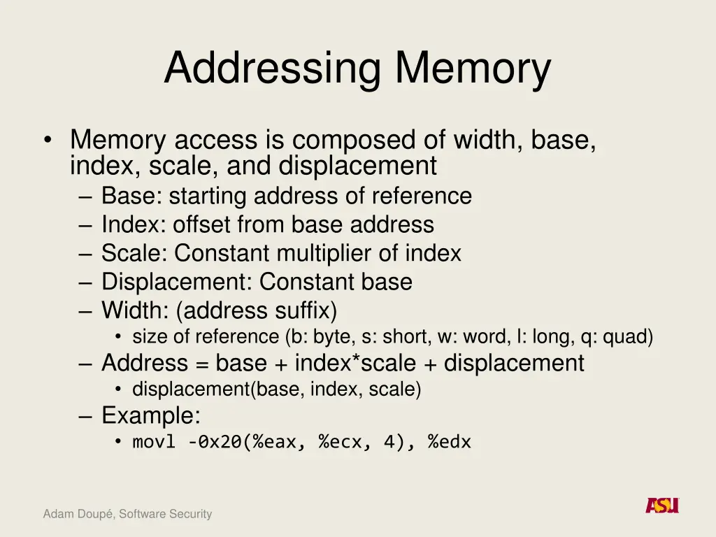 addressing memory