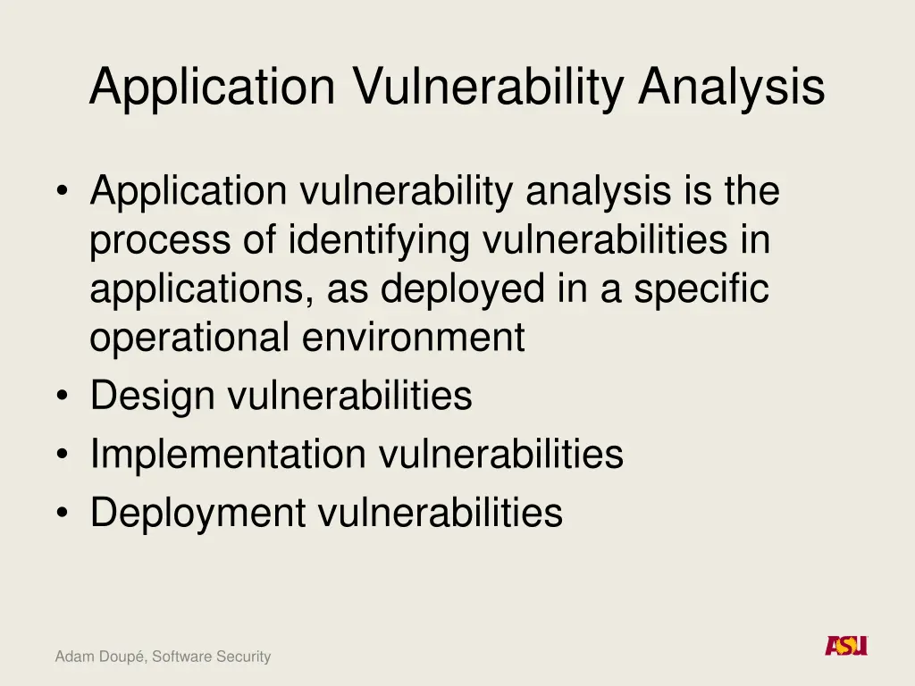 application vulnerability analysis