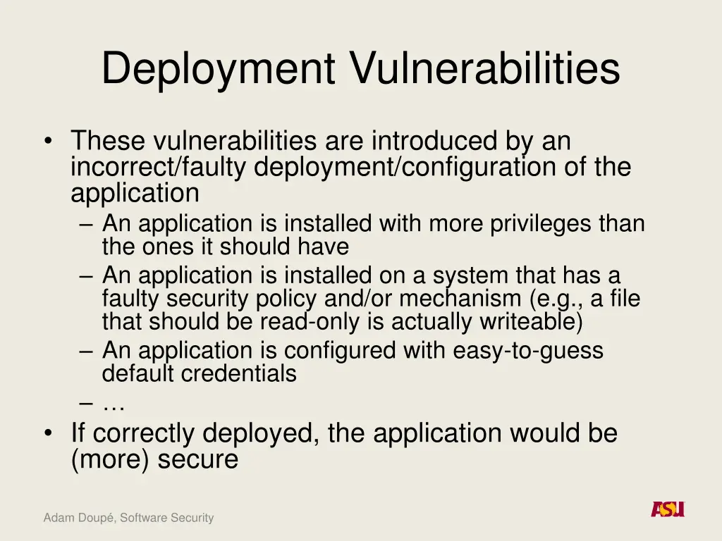 deployment vulnerabilities