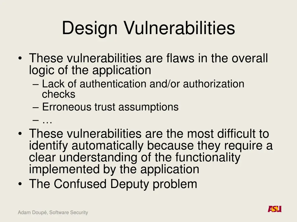 design vulnerabilities