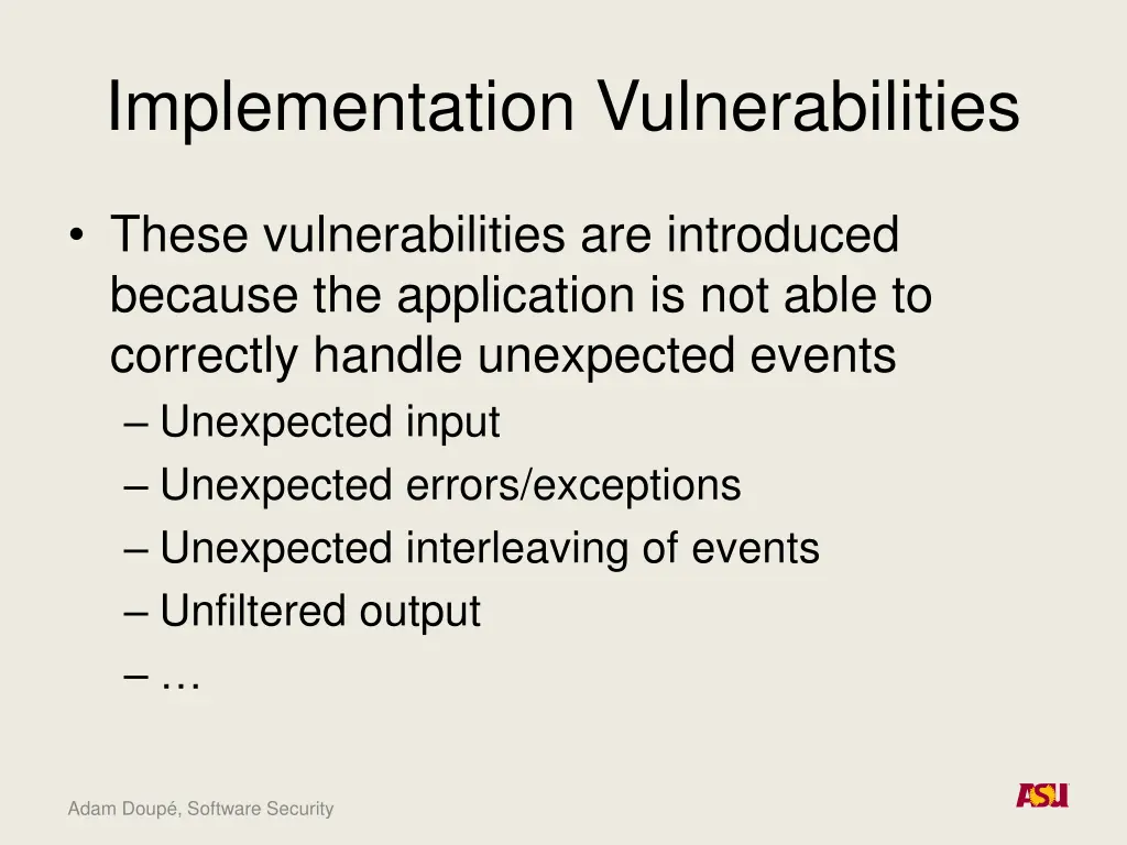 implementation vulnerabilities