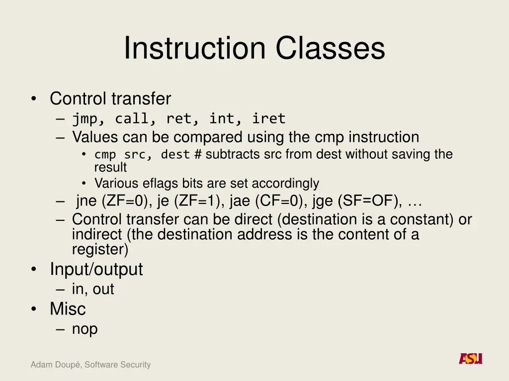 instruction classes 1