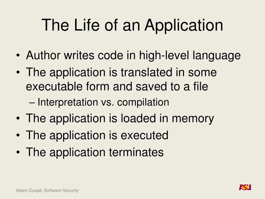 the life of an application